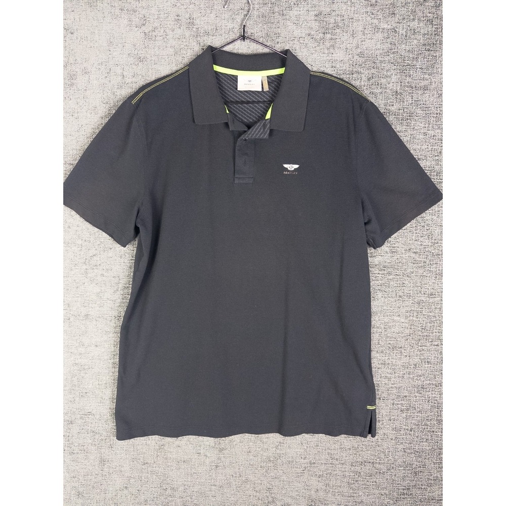 Bentley‎ Mens Polo Shirt M Black Logo Short Sleeve Auto Made in Portugal